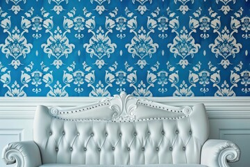 Azure wallpaper with damask pattern background