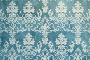 Blue wallpaper with damask pattern