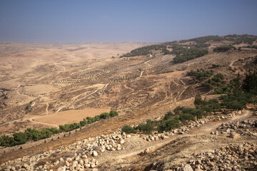 View from Mount Nebo in Jordan. Beautiful Scenery in Middle East.