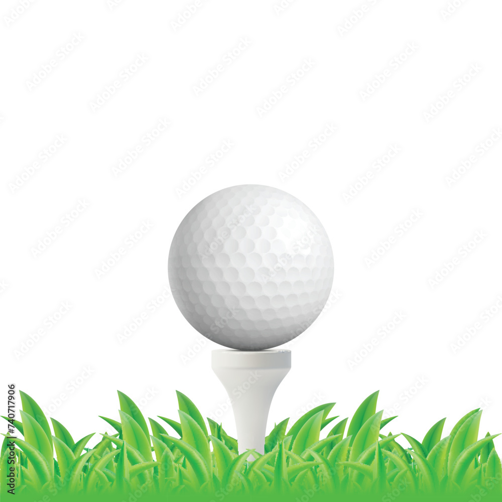 Canvas Prints Realistic Detailed 3d White Golf Ball on Tee and Green Field Line Isolated on a Background. Vector illustration of Golf Club Concept Sport