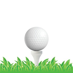Realistic Detailed 3d White Golf Ball on Tee and Green Field Line Isolated on a Background. Vector illustration of Golf Club Concept Sport