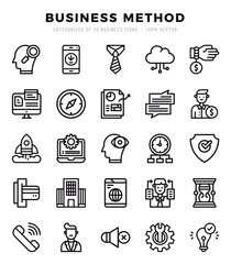 Set of Business Method Icons. Simple Lineal art style icons pack.