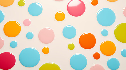 Colorful texture, white background with multicolored polka dots