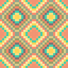 Pixel ethnic pattern. Geometric ethnic pattern. Pixel pattern. Colorful pixel ethnic pattern.