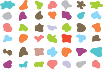 Collection of fluid dynamic shapes. Pebbles like abstract liquid shapes, organic blobs and blotch of irregular shapes. Editable vector, easy to change color or manipulate as background for poster. - obrazy, fototapety, plakaty