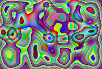 Naklejka premium Nowoczesna ilustracja z falistymi i owalnymi kształtami w żywej kolorystyce z efektem gradientu - abstrakcyjne tło, tekstura