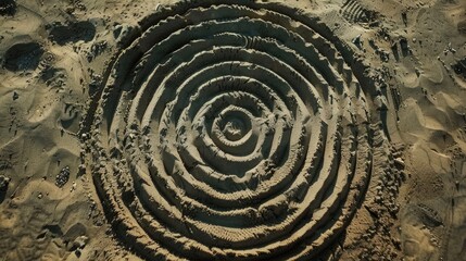 Fototapeta na wymiar Zen circle pattern in sand