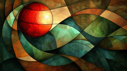 Stained glass window background with colorful abstract
