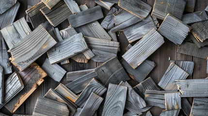 Foto op Plexiglas Rey wood top closeup with cuts and pieces of wood. © Mishab
