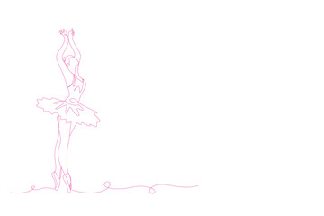 women's day line art style. Illustration a ballet dancer with line art style. pretty woman dancing in women's day.