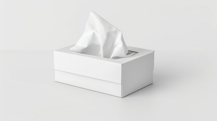 A white tissue box isolated on a white background, with generous copy space for versatile use in design and advertising. Generative AI technology