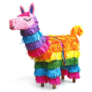 Bright colorful horse piñata isolated on white
