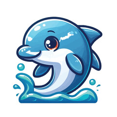 Obraz premium cute Dolphin cartoon vector on white background
