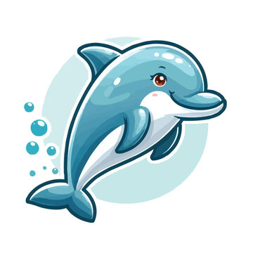 cute Dolphin cartoon vector on white background