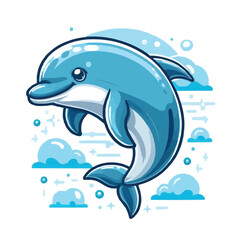 Obraz premium cute Dolphin cartoon vector on white background