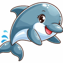 Naklejka premium cute Dolphin cartoon vector on white background