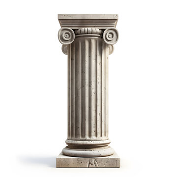 Ancient greek column isolated on white background