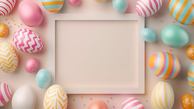 photo frame composed of Easter eggs against a clean and minimal background