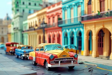 Origami Havana: Vintage Cars & Colonial Charm

 - obrazy, fototapety, plakaty