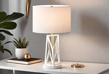 white lamp on white table