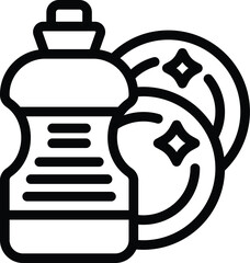 Daily routine wash dish icon outline vector. Life cloth. Morning exercise