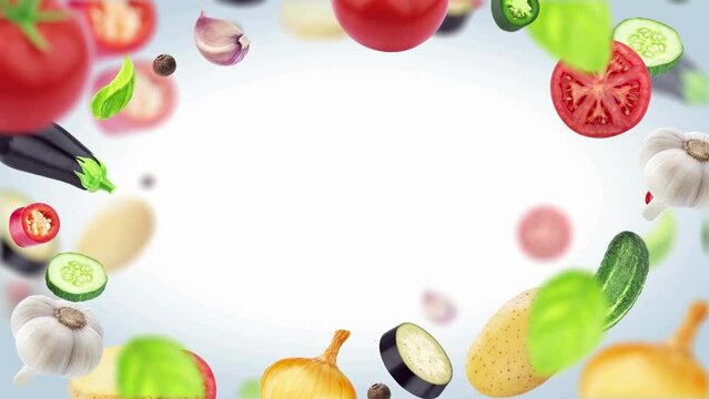 Animated background image of healthy fruits and vegetables