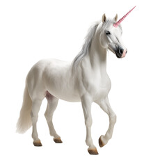 Obraz na płótnie Canvas Unicorn isolated on white and transparent background. Ideal for use in advertising. Generative ai