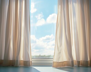 Sunlight streaming through sheer curtains, creating a soft and inviting home atmosphere