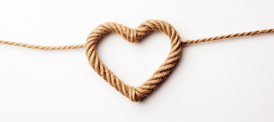 Frayed Rope heart shape isolated on white background
