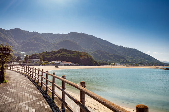 Shimanami kaido cycling route, Japan.	Setoda beach