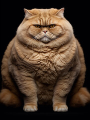 Fototapeta premium fat cat, white background, isolated, portrait