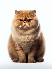 fat cat, white background, isolated, portrait