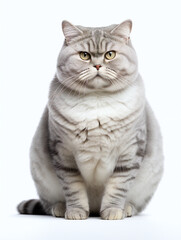 Fototapeta premium fat cat, white background, isolated, portrait