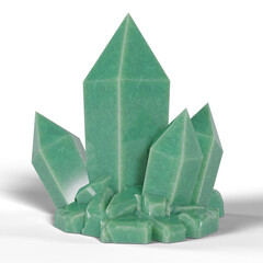 Crystal Emerald Jade 3D rendering isolated