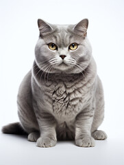 Obraz premium fat cat, white background, isolated, portrait