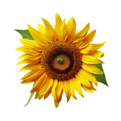 One sunflower alone isolated on transparent background