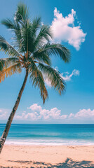 Beautiful tropical beach and sea with coconut palm tree - Vintage Filter