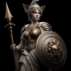 Obraz premium Athena's Wisdom Emblem,Athena emblem,Athena's Shield Emblem