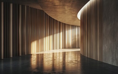 Interior of an empty room with wooden walls Abstract architecture background