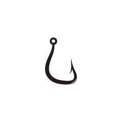 Fishing Logo, Fish And Hook Logo Template, Flat Logo Style.