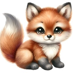 Fototapeta na wymiar cute little fox isolated on white background - illustration for the children