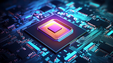 Fototapeta premium Microchip, central computer processor CPU concept
