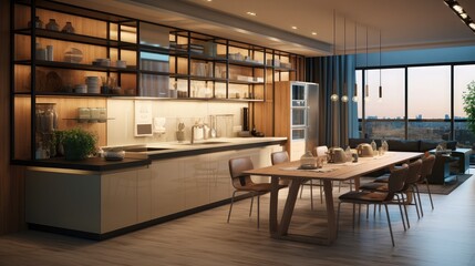 A view of a modern kitchen interior