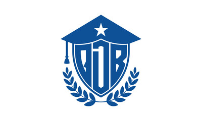 QDB three letter iconic academic logo design vector template. monogram, abstract, school, college, university, graduation cap symbol logo, shield, model, institute, educational, coaching canter, tech