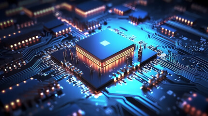 Obraz premium Microchip, central computer processor CPU concept