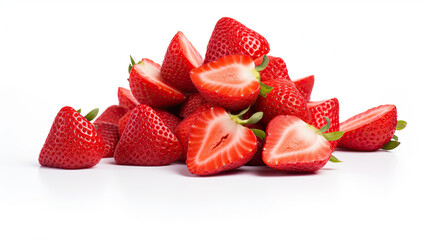 Strawberry slices fruit isolated on white background