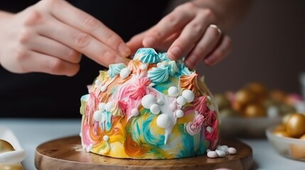 Traditional Slavic Orthodox pie for Easter, decorated with craffin