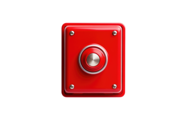 A single red button stands out on White or PNG Transparent Background.