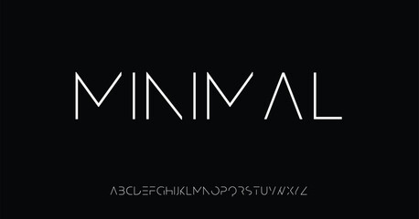Thin minimalistic font. Elegant english alphabet. - obrazy, fototapety, plakaty