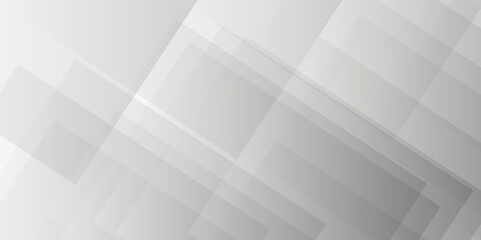 Abstract white and gray background design with layers of textured white transparent material in triangle and squares shapes. White color technology concept geometric line vector background.